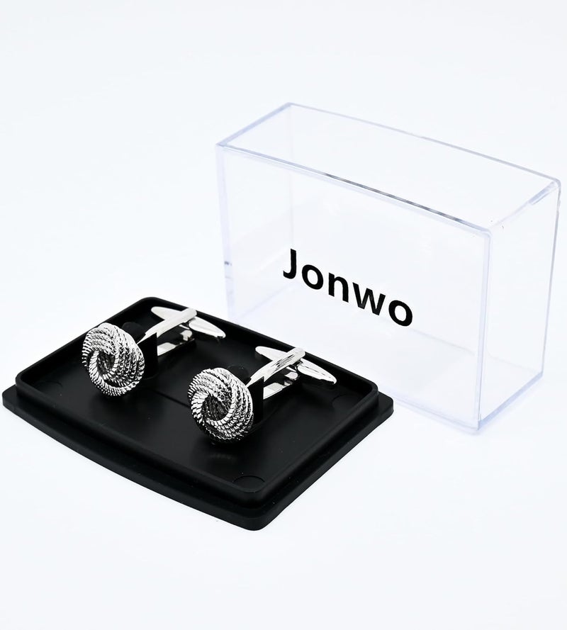 Jonwo Hollow Out Twist Knot Shape Men's Cufflinks In Gift Case Silver / 14K Gold Plated Cufflinks for Men Jewelry for Wedding Party Business Birthday Anniversary Dress - Image 3